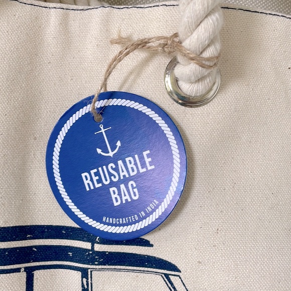 Canvas Beach Bag/Tote NWT 22x17 dual rope straps inside pocket - Picture 9 of 9